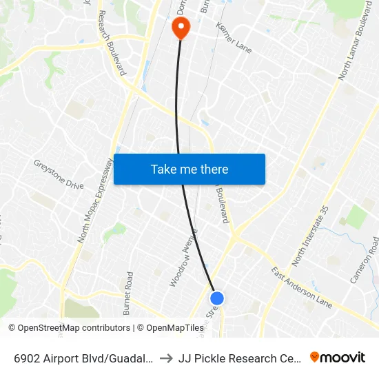 6902 Airport Blvd/Guadalupe to JJ Pickle Research Center map
