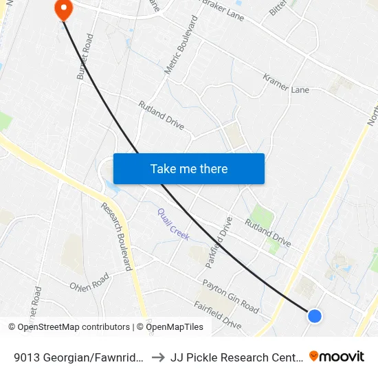 9013 Georgian/Fawnridge to JJ Pickle Research Center map