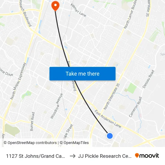 1127 St Johns/Grand Canyon to JJ Pickle Research Center map