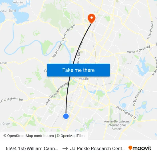 6594 1st/William Cannon to JJ Pickle Research Center map