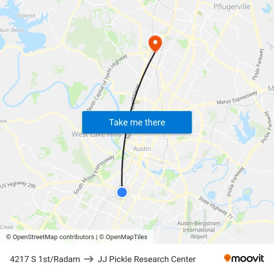 4217 S 1st/Radam to JJ Pickle Research Center map