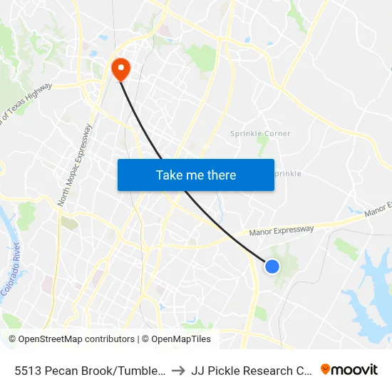 5513 Pecan Brook/Tumbleweed to JJ Pickle Research Center map