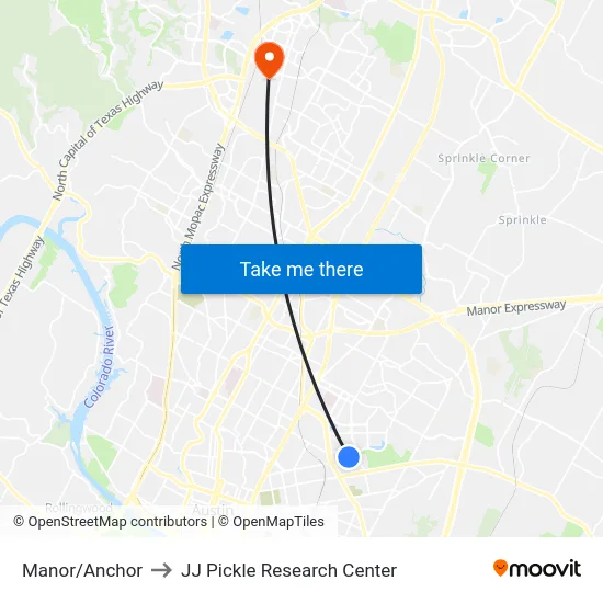 Manor/Anchor to JJ Pickle Research Center map