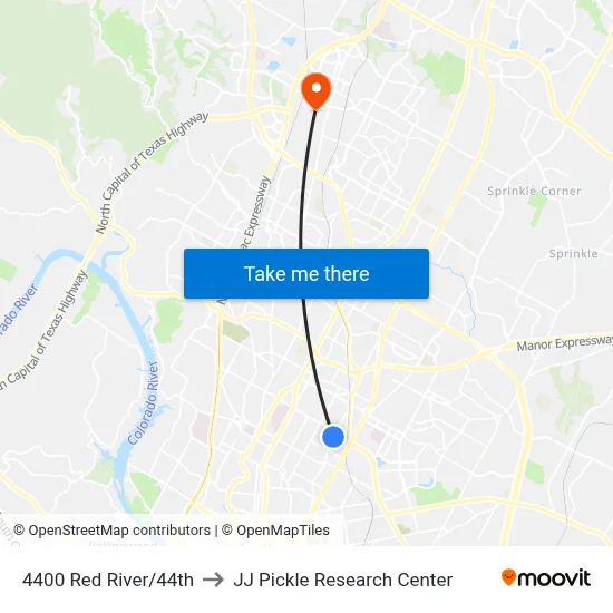 4400 Red River/44th to JJ Pickle Research Center map