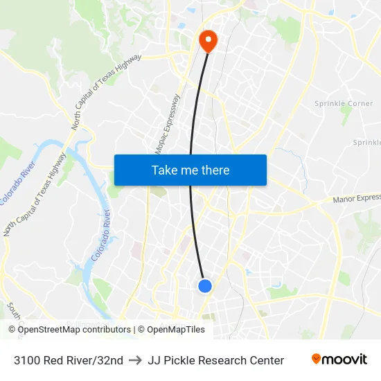 3100 Red River/32nd to JJ Pickle Research Center map