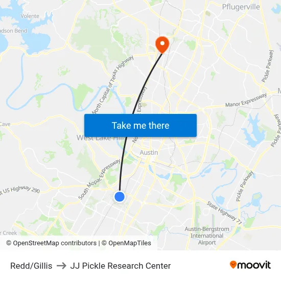 Redd/Gillis to JJ Pickle Research Center map