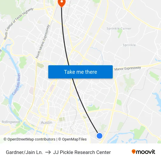 Gardner/Jain Ln. to JJ Pickle Research Center map