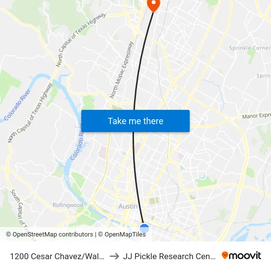 1200 Cesar Chavez/Waller to JJ Pickle Research Center map