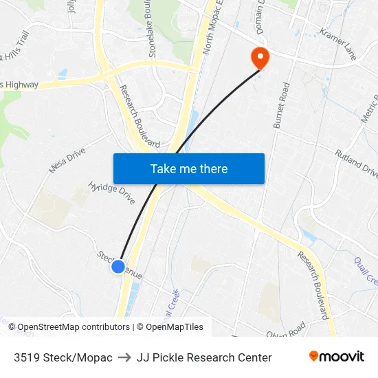 3519 Steck/Mopac to JJ Pickle Research Center map