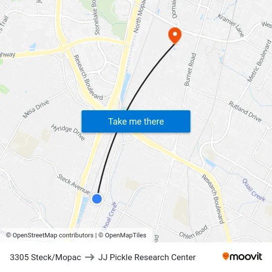 3305 Steck/Mopac to JJ Pickle Research Center map