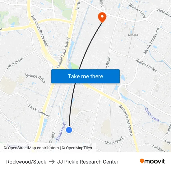 Rockwood/Steck to JJ Pickle Research Center map