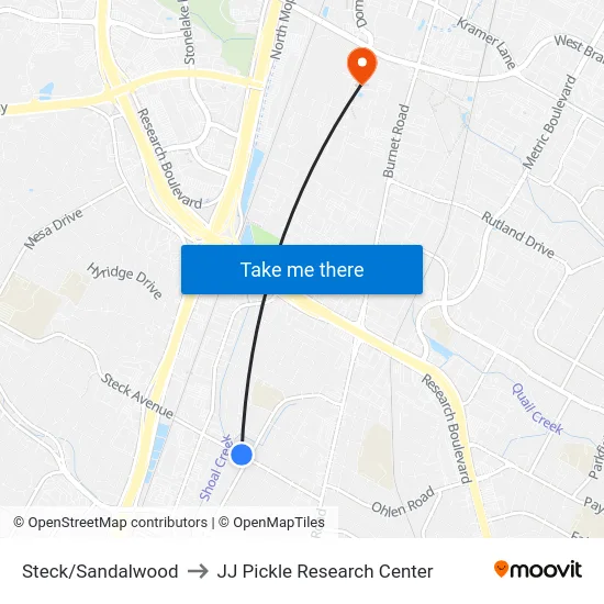Steck/Sandalwood to JJ Pickle Research Center map