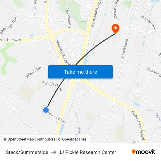 Steck/Summerside to JJ Pickle Research Center map