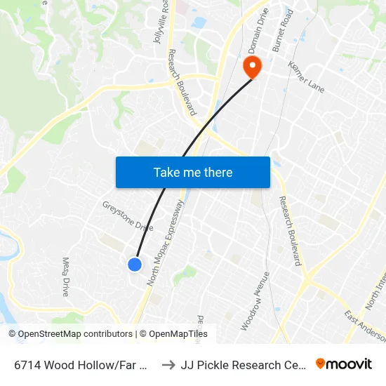 6714 Wood Hollow/Far West to JJ Pickle Research Center map