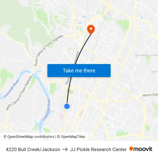 4220 Bull Creek/Jackson to JJ Pickle Research Center map
