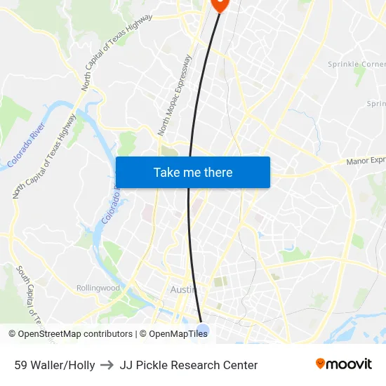 59 Waller/Holly to JJ Pickle Research Center map