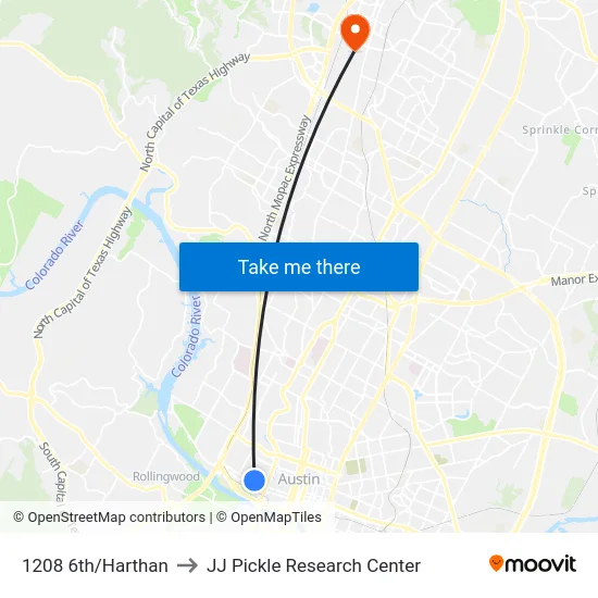 1208 6th/Harthan to JJ Pickle Research Center map