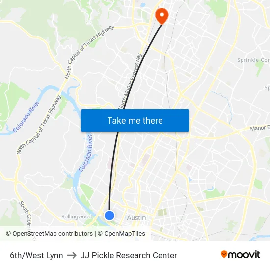 6th/West Lynn to JJ Pickle Research Center map