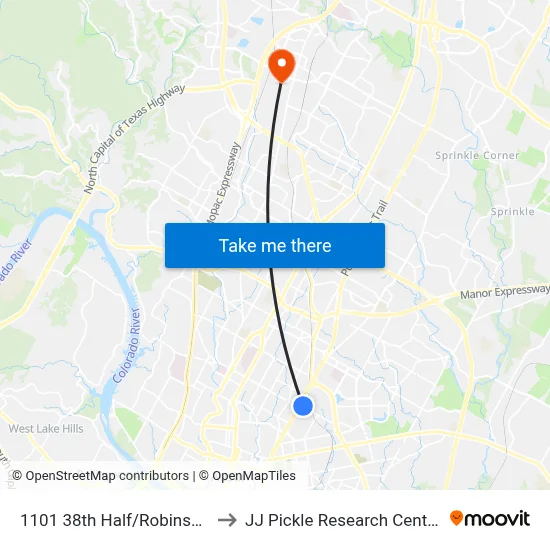 1101 38th Half/Robinson to JJ Pickle Research Center map
