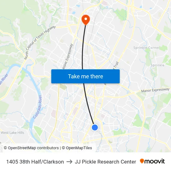 1405 38th Half/Clarkson to JJ Pickle Research Center map