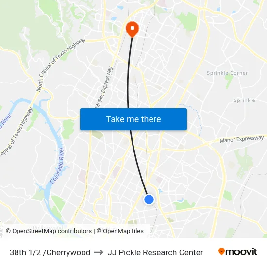 38th 1/2 /Cherrywood to JJ Pickle Research Center map