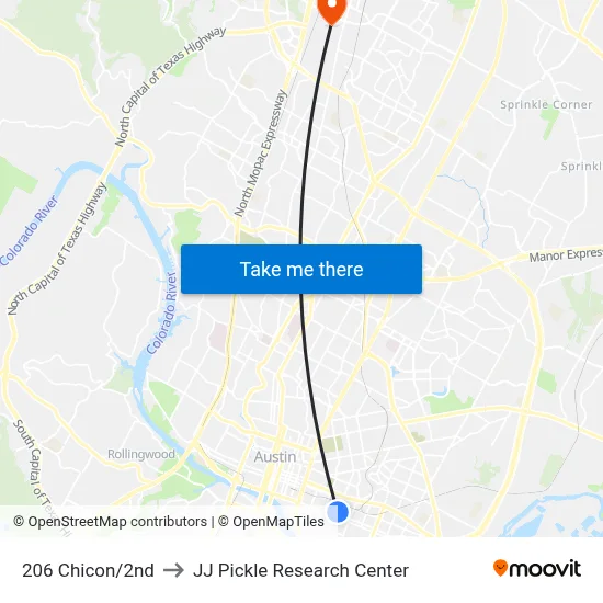 206 Chicon/2nd to JJ Pickle Research Center map