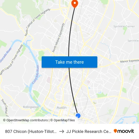 807 Chicon (Huston-Tillotson) to JJ Pickle Research Center map