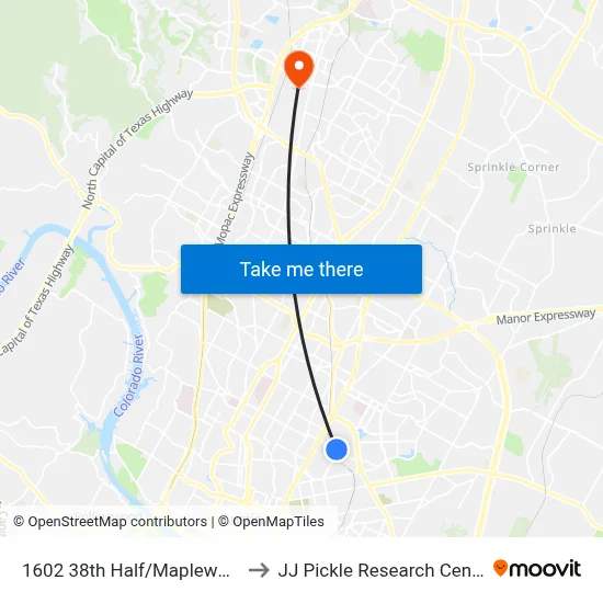 1602 38th Half/Maplewood to JJ Pickle Research Center map