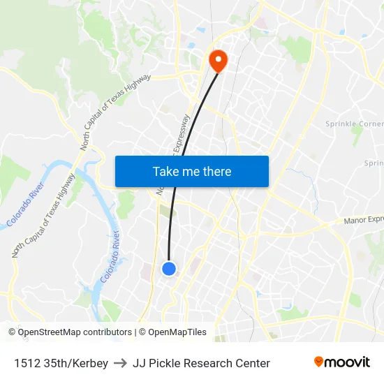 1512 35th/Kerbey to JJ Pickle Research Center map