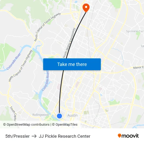 5th/Pressler to JJ Pickle Research Center map