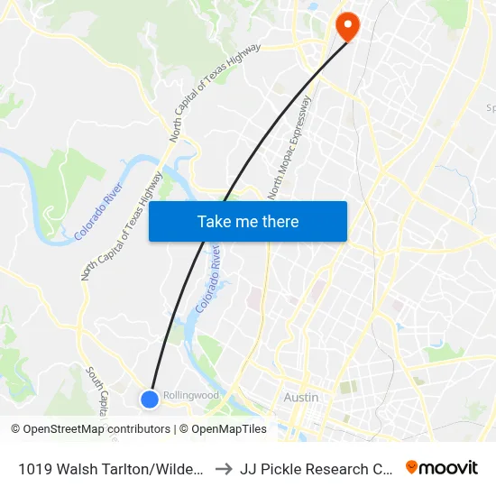1019 Walsh Tarlton/Wilderness to JJ Pickle Research Center map