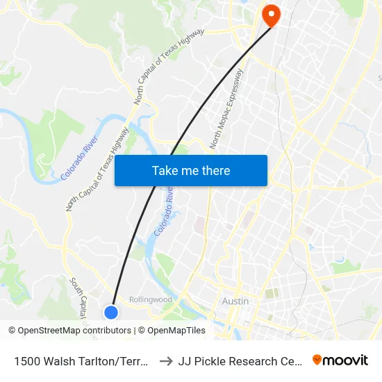 1500 Walsh Tarlton/Terrapin to JJ Pickle Research Center map