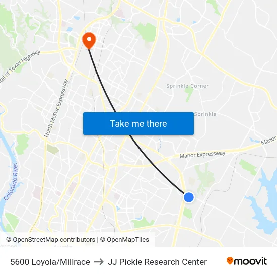 5600 Loyola/Millrace to JJ Pickle Research Center map
