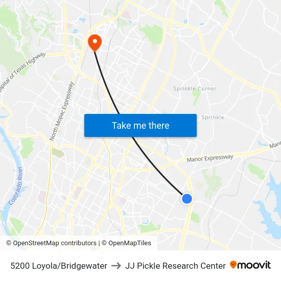 5200 Loyola/Bridgewater to JJ Pickle Research Center map