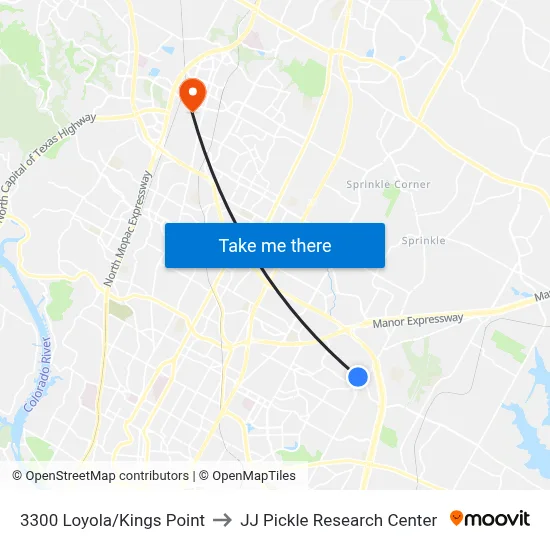 3300 Loyola/Kings Point to JJ Pickle Research Center map