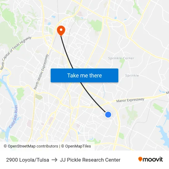 2900 Loyola/Tulsa to JJ Pickle Research Center map