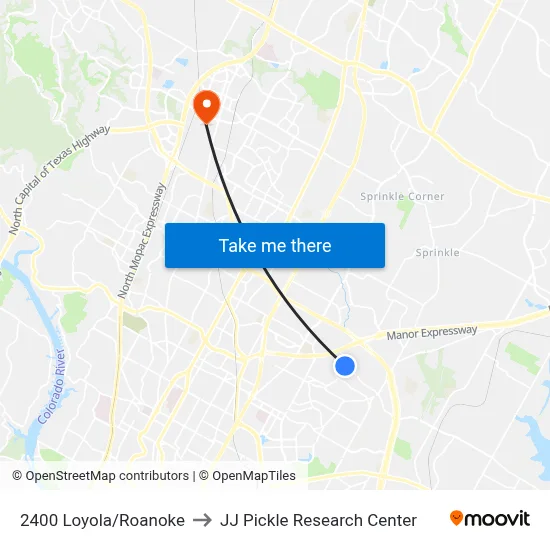 2400 Loyola/Roanoke to JJ Pickle Research Center map