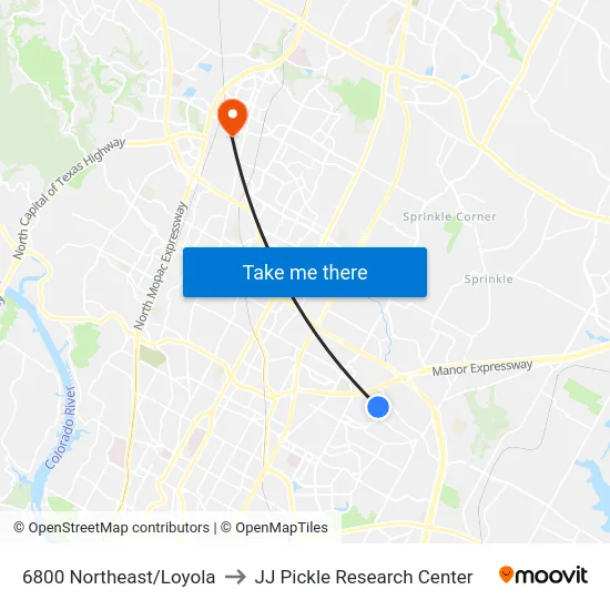 6800 Northeast/Loyola to JJ Pickle Research Center map