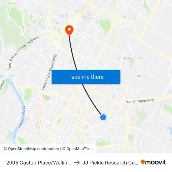 2006 Gaston Place/Wellington to JJ Pickle Research Center map