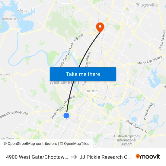 4900 West Gate/Choctaw Trail to JJ Pickle Research Center map