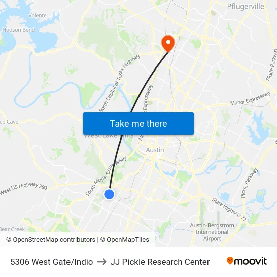 5306 West Gate/Indio to JJ Pickle Research Center map