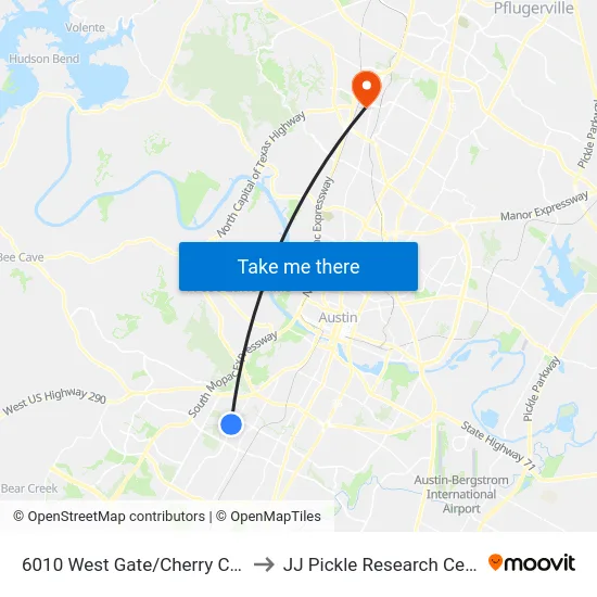 6010 West Gate/Cherry Creek to JJ Pickle Research Center map