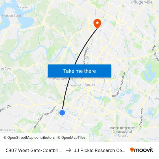 5907 West Gate/Coatbridge to JJ Pickle Research Center map