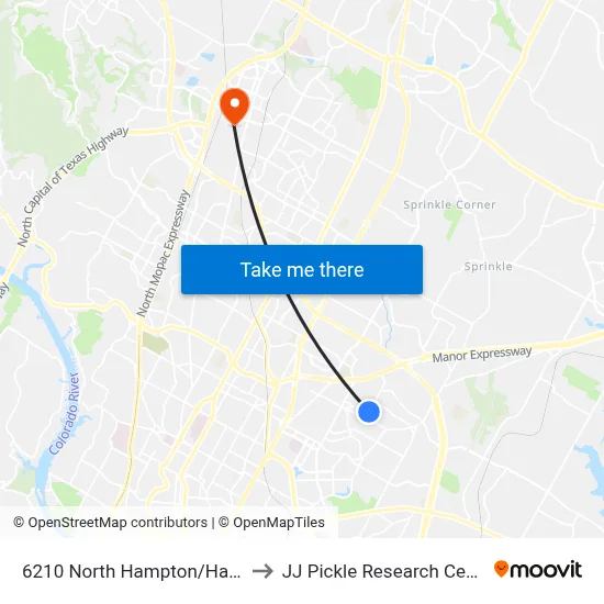 6210 North Hampton/Haney to JJ Pickle Research Center map