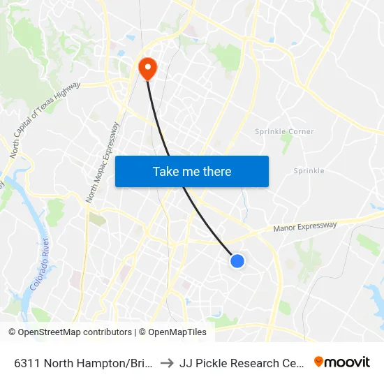 6311 North Hampton/Bristol to JJ Pickle Research Center map