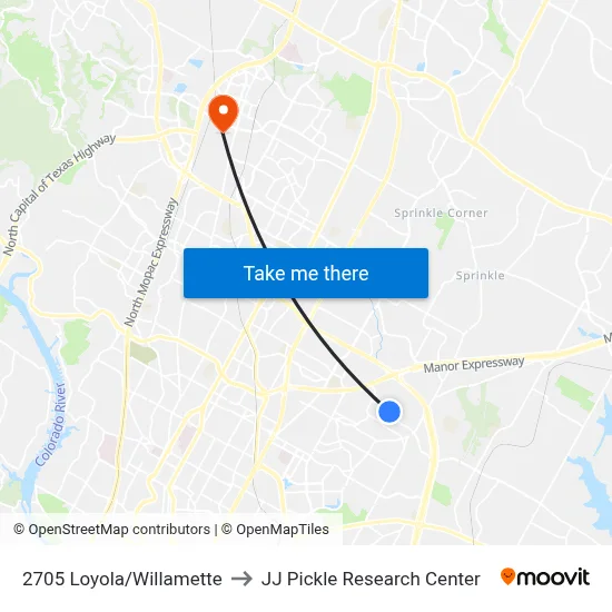 2705 Loyola/Willamette to JJ Pickle Research Center map