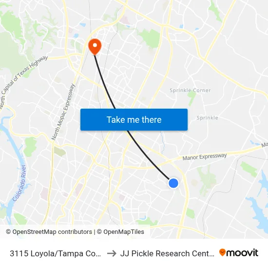 3115 Loyola/Tampa Cove to JJ Pickle Research Center map