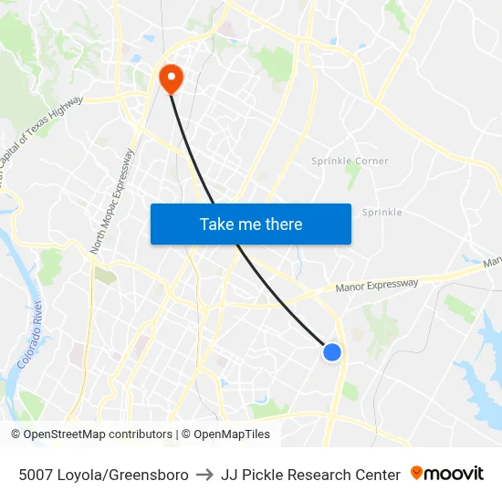 5007 Loyola/Greensboro to JJ Pickle Research Center map