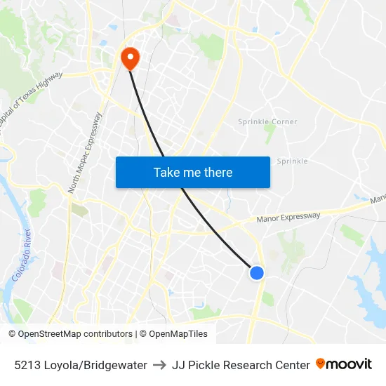 5213 Loyola/Bridgewater to JJ Pickle Research Center map