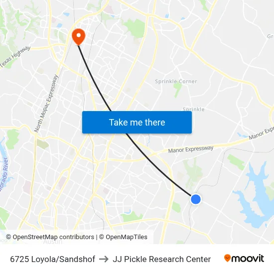 6725 Loyola/Sandshof to JJ Pickle Research Center map